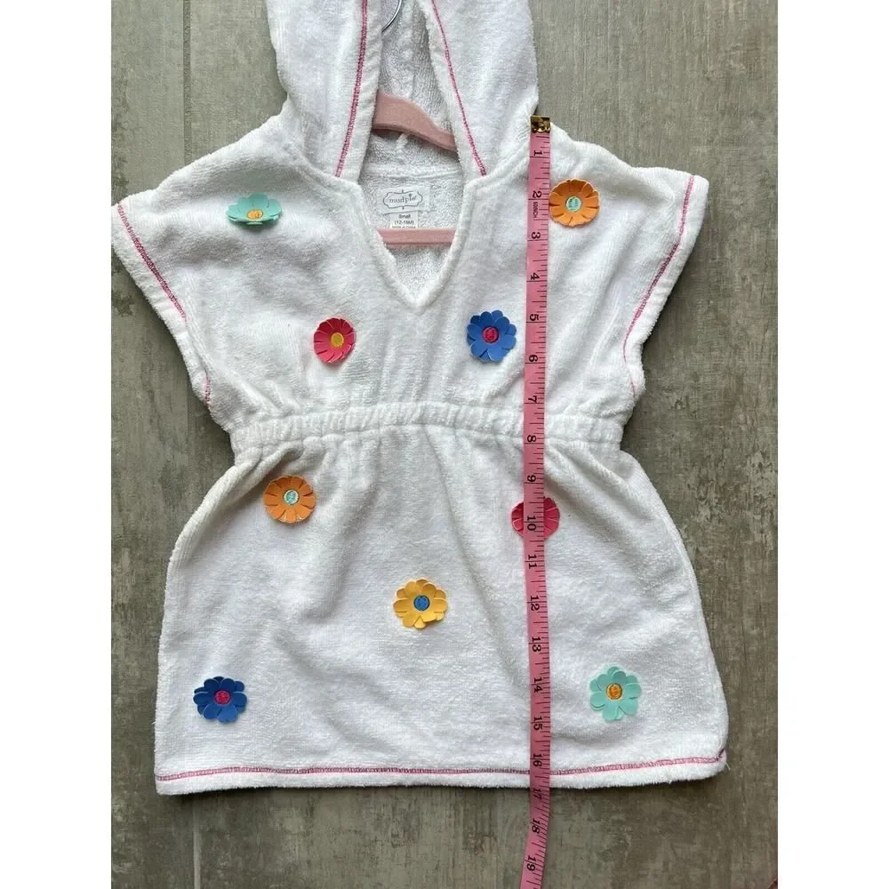 MUD PIE Baby Toddler French Terry Girl Hooded Pool Beach Cover Up Flowers 12-18M